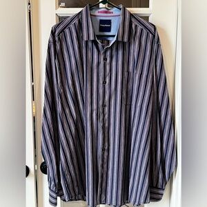 TOMMY BAHAMA 100% Cotton Striped Long Sleeve Button Down Shirt Size XXL